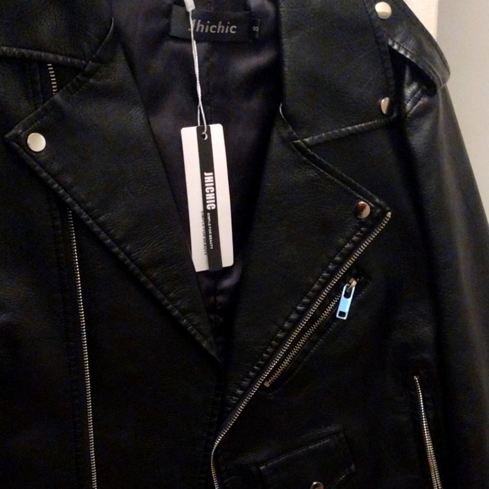Jhichic Black Leather Jacket || Size Small